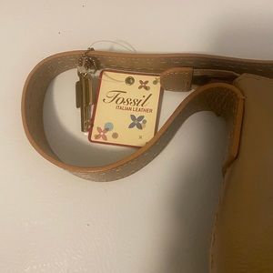 Golden leather fossil purse